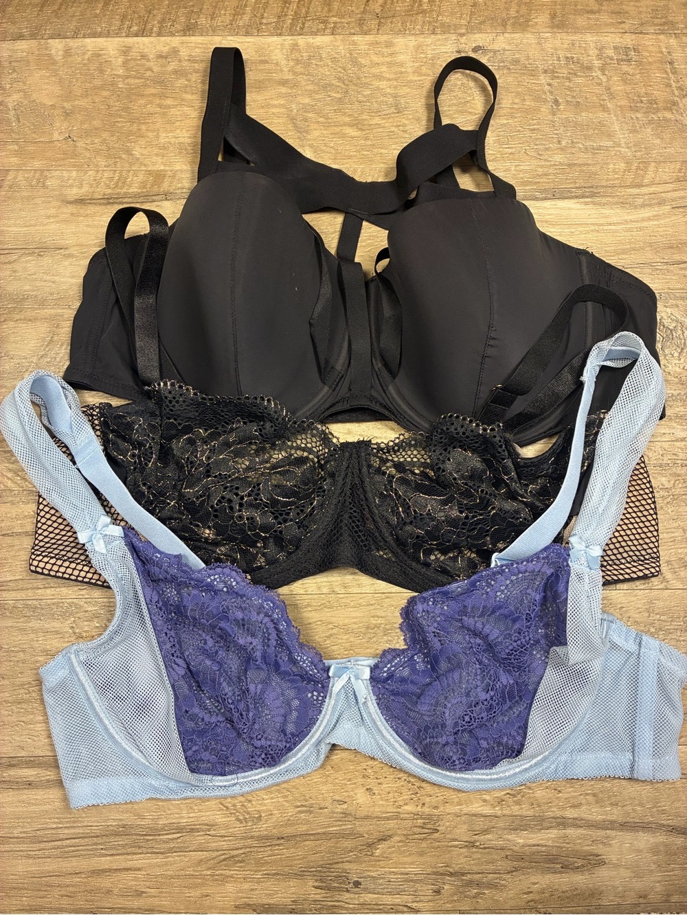 Adore Me 3 Bundle Bras Underwired Lace Mesh Bow Caged Strappy